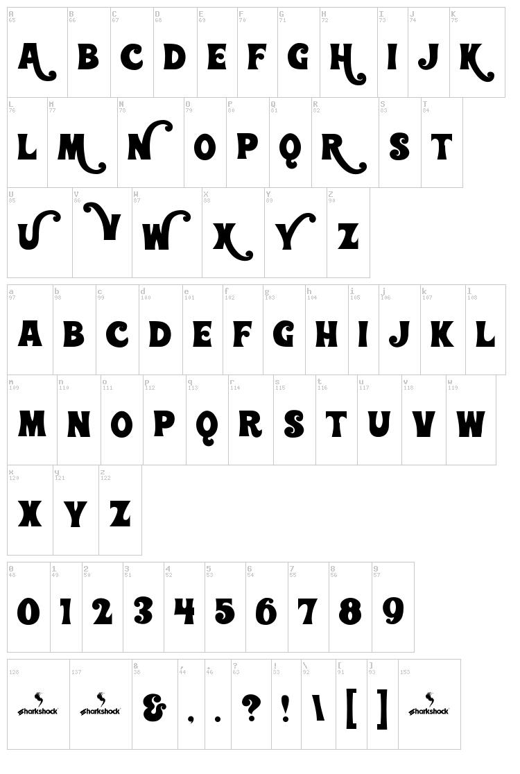 Wonderbar font map